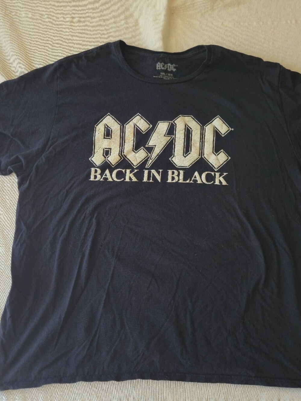 AC/DC Back In Black Black Graphic T-Shirt 3XL Cotton Band Tee